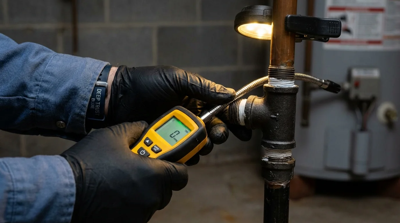 Gas leak detection with electronic sniffer by Johns Plumbing LLC in Cotati